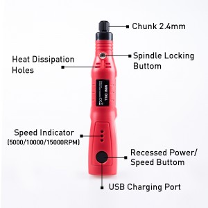 LITHIUM MINI CORDLESS ROTARY TOOL SET,3.6V,3 HOURS QUICK USB CHARGE,OVER-CHARGE PROTECTION,24PC INCLUDED