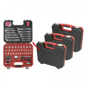 MECHANICS TOOL SET SERIES, W/ BLOW-MOLDED CASE IN BLACK/RED