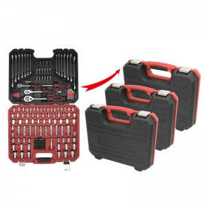 MECHANICS TOOL SET SERIES, W/ BLOW-MOLDED CASE IN BLACK/RED