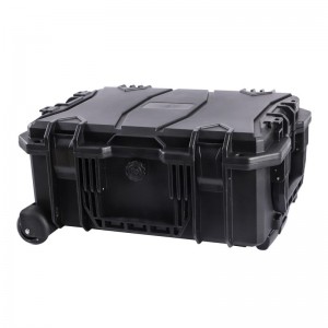 PLASTIC WATERPROOF TOOL BOX WITH RETRACTABLE PULL HANDLE/ROLLING WHEELS,THE TRANSPARENT BOX NOT INCLUDE