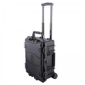 PLASTIC WATERPROOF TOOL BOX WITH RETRACTABLE PULL HANDLE/ROLLING WHEELS,THE TRANSPARENT BOX NOT INCLUDE