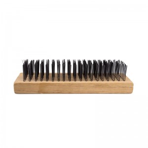WIRE BRUSH WITH WOOD HANDLE, BLOCK TYPE SCRATCH BRUSH, 6 * 19 ROW