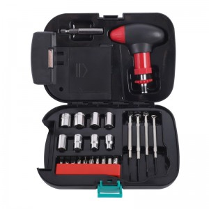 WORK LIGHT WITH 24PC TOOL KIT, INCLUDES PRECISION SCREWDRIVER SET, RATCHET HANDLE, SOCKET, EXTENSION BAR, BATTERY NOT INCLUDED