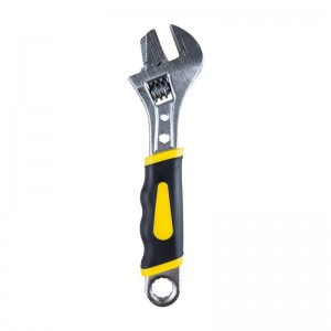 ADJUSTABLE WRENCH, 6-INCH, 8-INCH, 10-INCH, 12-INCH, CARBON STEEL,CHROME PLATED, INJECTION HANDLE, 3-IN-1 SPANNER WITH BOX END/ HEX FUNCTION