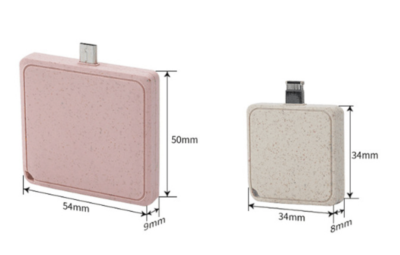 Recycled material power bank, small and thin emergency charger, promotional power bank