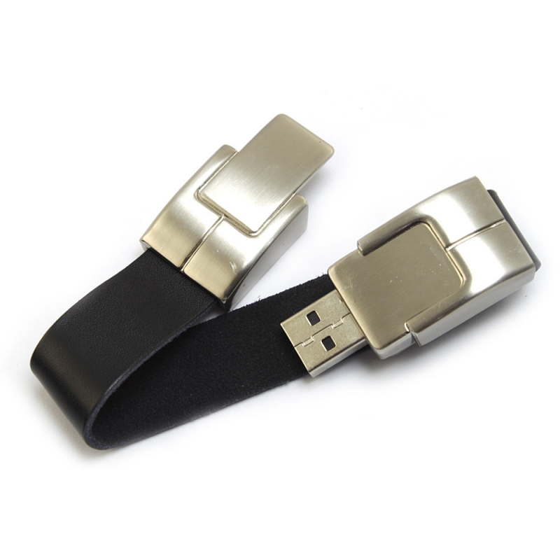 Leather Bracelet USB Flash Drive, Top Quality, Leather Metal USB Stick, Customs Logo