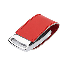 Custodia in pelle USB Drive, logo in rilievo, protezione della custodia in metallo, antiurto.