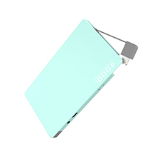 Portable Power Bank 4000mAh, Charger Perjalanan dengan Pengisi Daya Bawaan & Micro USB Kabel Internal