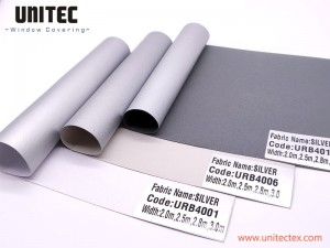 Factory direct sales company from China provide Silver blackout roller blinds fabric URB4001-4008