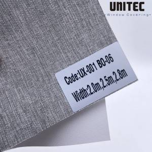 Spring loaded roller blinds Direct manufacturer UX-001 BO 100% Blackout-UNITEC-China