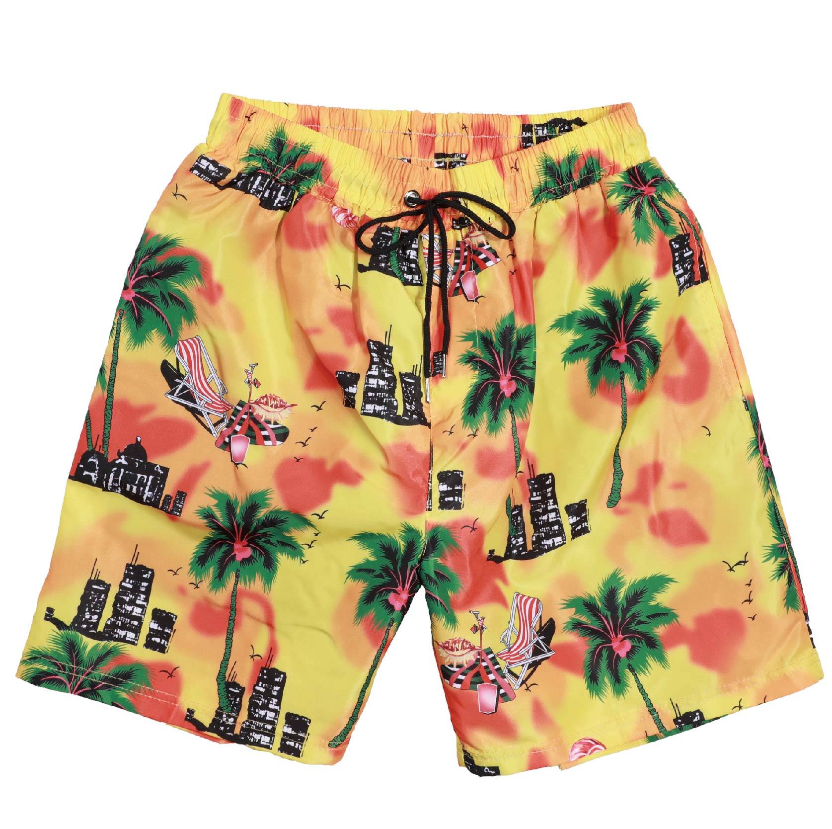 Good Wholesale Vendors Activewear For Men - Ngozi Beach Shorts Men Quick Dry Coconut Tree Printed Elastic Waist （Yellow） – Fullerton