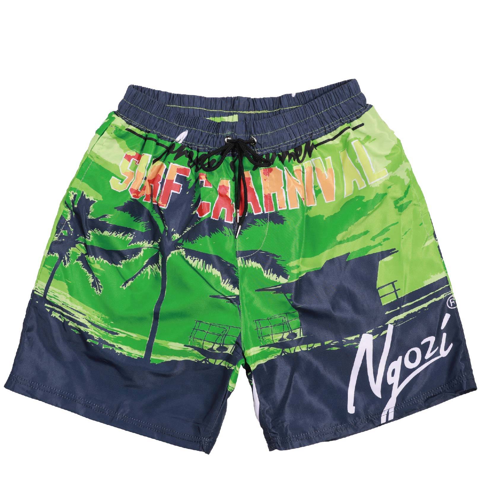 Europe style for Jean Shorts - Ngozi Beach Shorts Men Quick Dry Coconut Tree Printed Elastic Waist （Green） – Fullerton