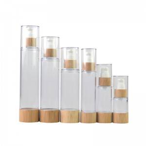 Airless Plastic Lotion Bottle With Bamboo Collar