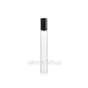 Clear glass roller on bottle with black screw cap