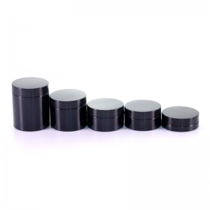 PET Black Round Shape Plastic Container Jar with Black Lid for Cream