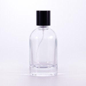 Warehouse in stock high-end luxury thick bottom round shoulder spray perfume bottle transparent customizable color 30ml 50ml