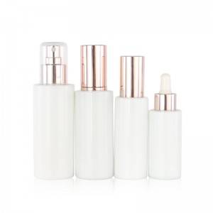 10ml 30ml flat shoulder opal white glass bottles for essential oil and serum