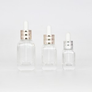 Square glass dropper bottles for essential oil