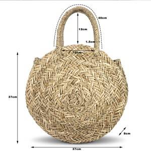 Trendy hand woven round straw bag sea grass straw handbag