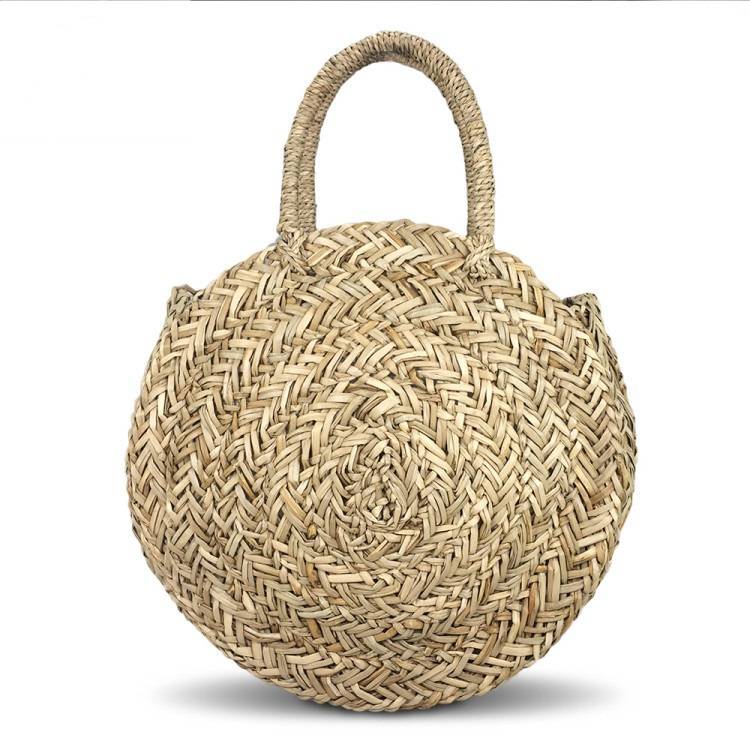 Trendy hand woven round straw bag sea grass straw handbag Featured Image