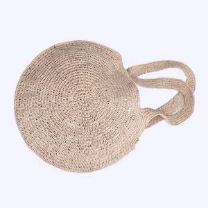Ronda de rafia playa de la paja del vintage bolsa tejida hecha a mano del hombro del bolso de rafia bolsas círculo de ratán