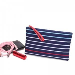 fashion striped makeup airline pouch nylon bag for women