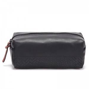 Woven Pattern Pu Leather Cosmetic Bag Make Up Bag Custom Color OEM factory
