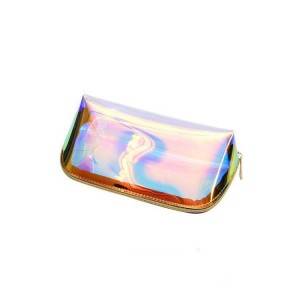Hot Sales TPU Holographic Clear Clutch Pouch Makeup Bag Women Hologram Transparent Small Waterproof Cosmetic Toiletry Bag
