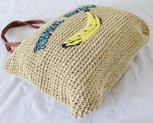bolso de mano de la paja tejida nueva plátano bordado del hombro verano de la playa de paja bolsa con correa para el hombro