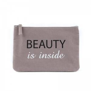Recyclable feature cotton pouch printed cosmetic bag custom canvas pouch with personalized zipper closure