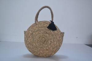 hand made round shoulder sea grass handbag summer beach bag