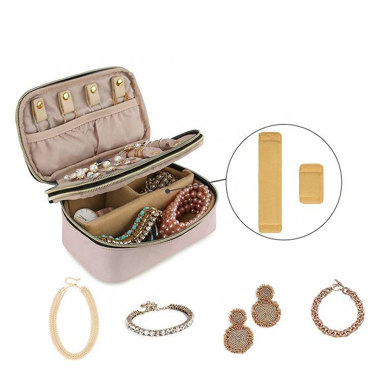 New product Small Double-Layer Travel Rings Bracelets Earrings Necklaces Velvet Jewelry Organizer Box Jewelry Bag
