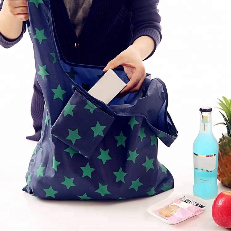 Lightweight Eco-friendly Washable Durable Grocery Tote Bag Reusable RPET Foldable Shopping Bag