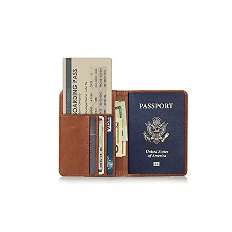 Good quality custom logo genuine leather men card holder for passport