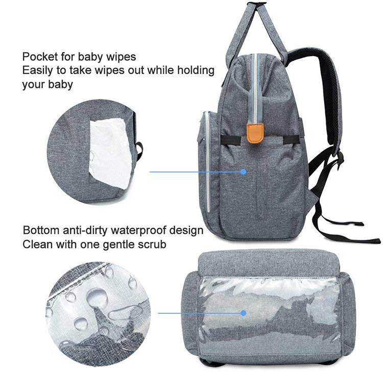 Designer Waterproof Nappy Mummy Baby Diaper Bag Backpack With Stroller