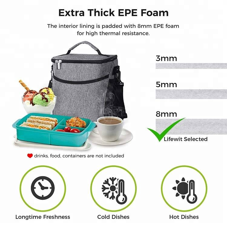 Eco-friendly Upper Order Durable 25% Larger Greater Storage  Insulated Lunch Bog Tote Reusable lunch Cooler Bag