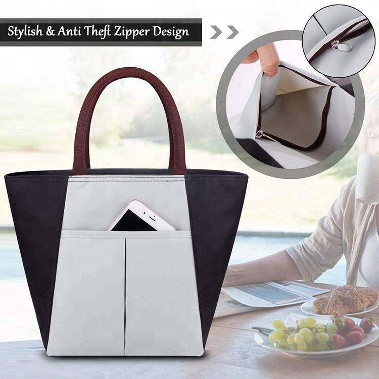 Big capacitydouble decker  thermos insulated lunch tote bag foe women men