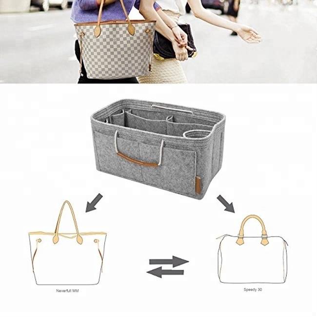 Promotion Eco-Friendly Felt purse bag insert organizer makeup toiletry felt cosmetic bag