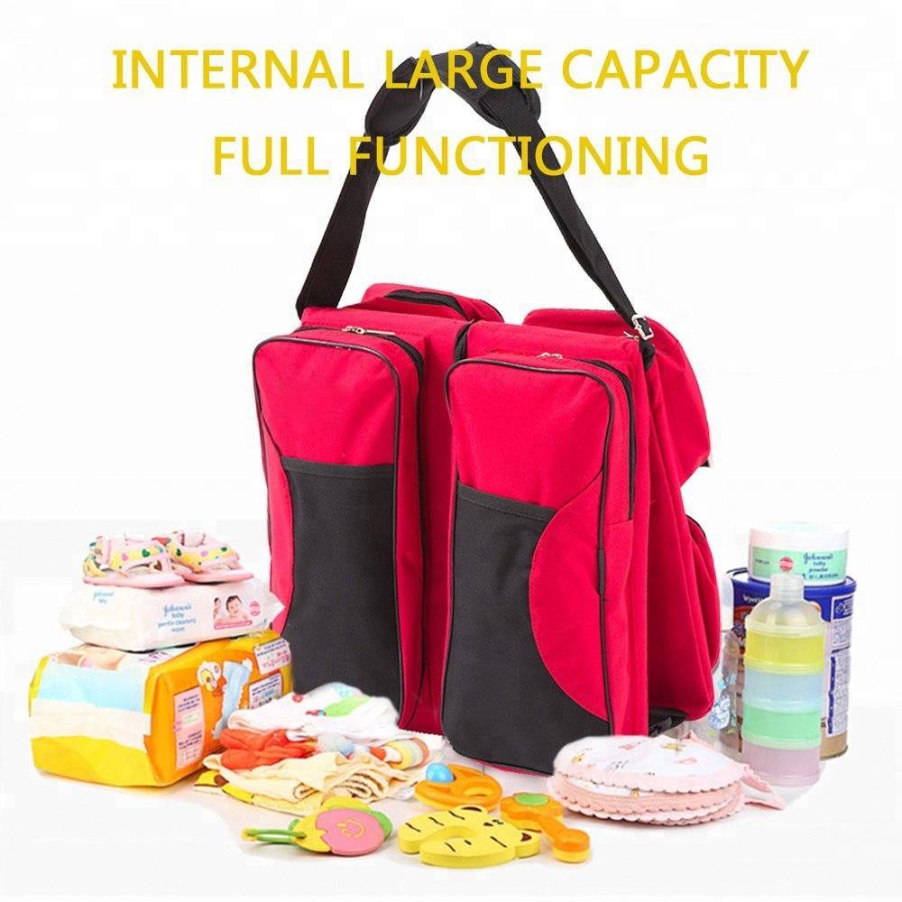 100% Eco-friendly Portable Changing Station backpacks folding Travel Portable Bassinet 3 in 1 Diaper Bag