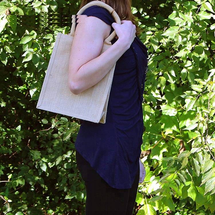 Good quality custom environmental print handbag reusable jute tote shopping bag