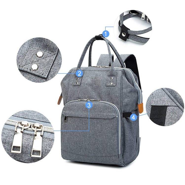 ອອກແບບກັນນ້ໍາ Nappy Mummy ເດັກນ້ອຍ Diaper Bag Backpack ມີ Stroller