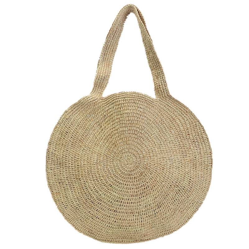 Round Straw raffia Beach Bag Vintage Handmade Woven Shoulder Bag Raffia circle Rattan bags Featured Image