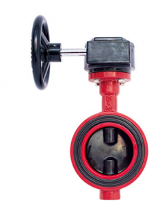 Wafer butterfly valve with gear box