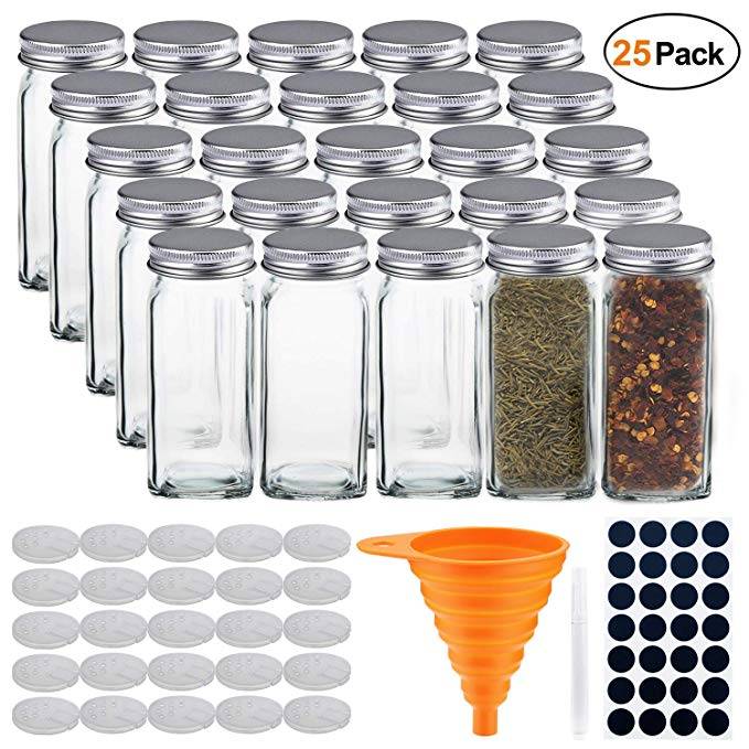 premium square glass spice jars