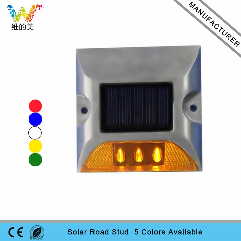 One side LED flashing light aluminum solar panel road marker