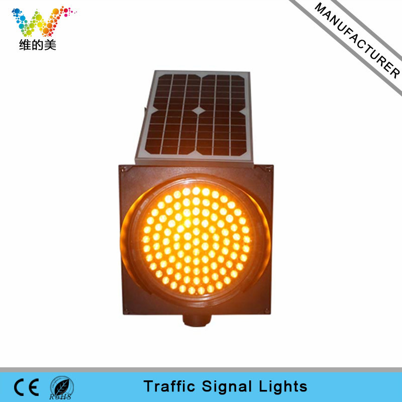 300mm road safety yellow flashing LED signal solar warning light