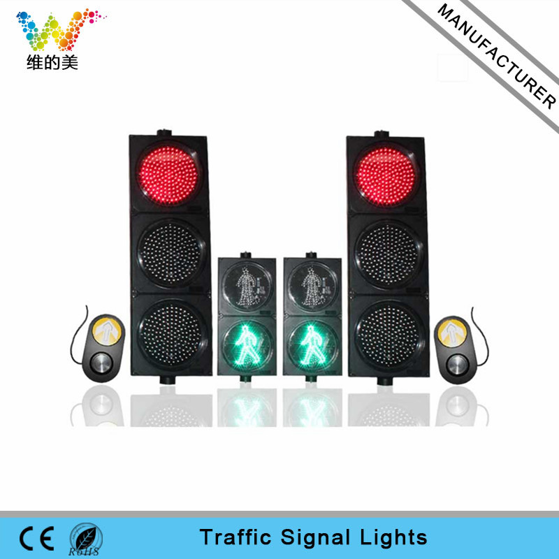 Road Safety 300mm pedestrian LED traffic light with push button