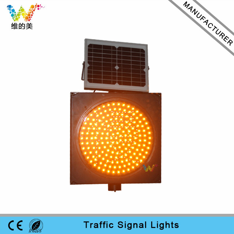 Road safety yellow LED blinker signal 400mm solar traffic light