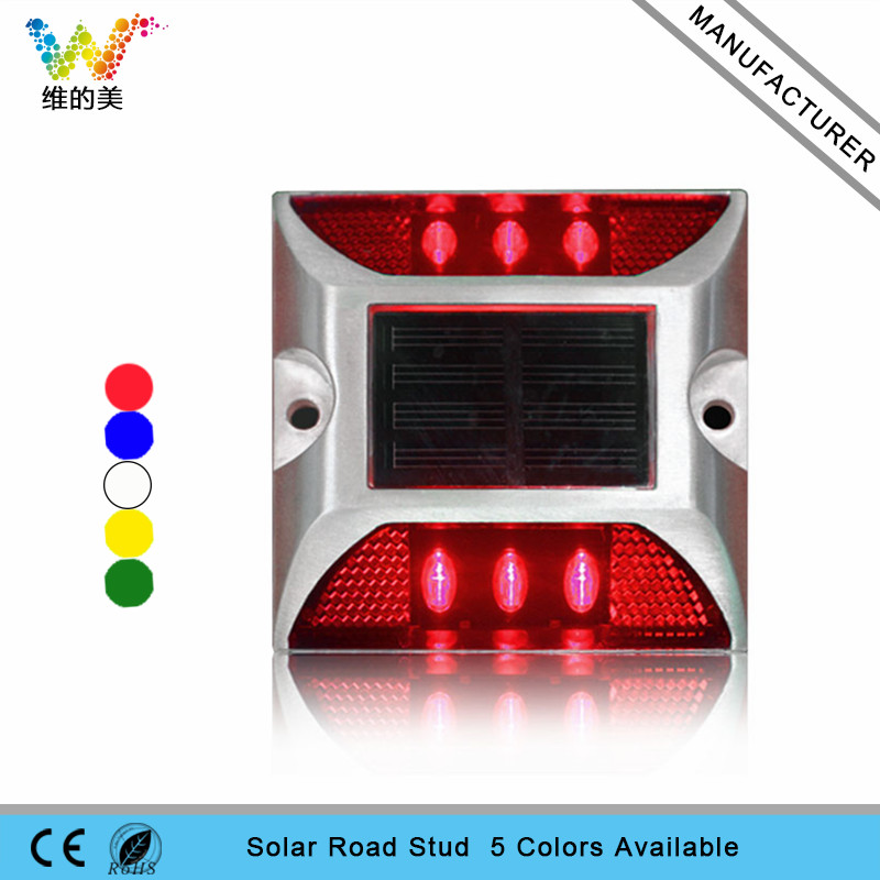 Red LED flashing light road safety solar power road stud