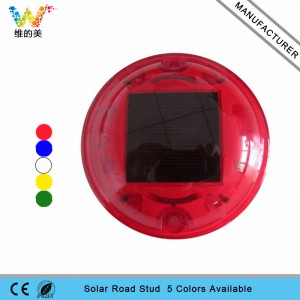 Round design plastic housing red LED light solar road stud
